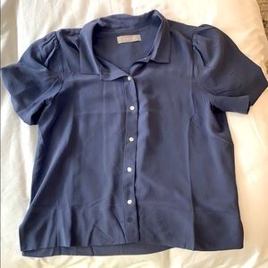 Silk Everlane button down puff sleeve blouse
